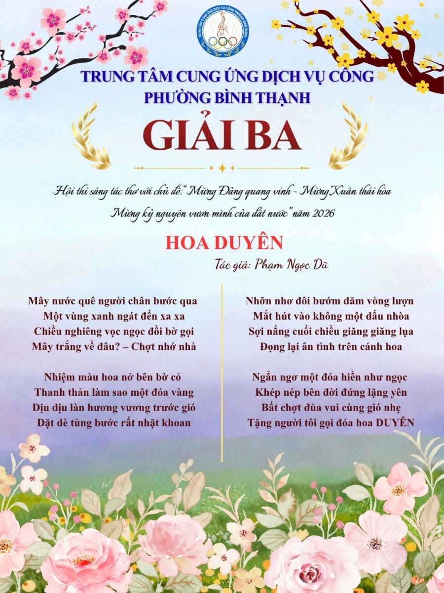 BÀI THƠ HOA DUYÊN - Phạm Ngọc Dũ